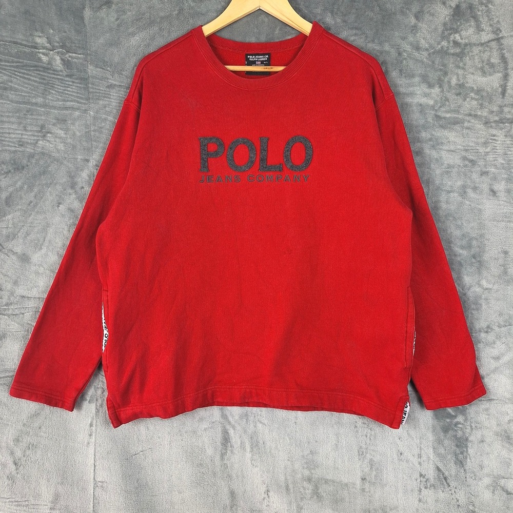 Polo Jeans Co Sweatshirt M/L Vintage Y2K Fleece Pullover Pockets Heritage Preppy